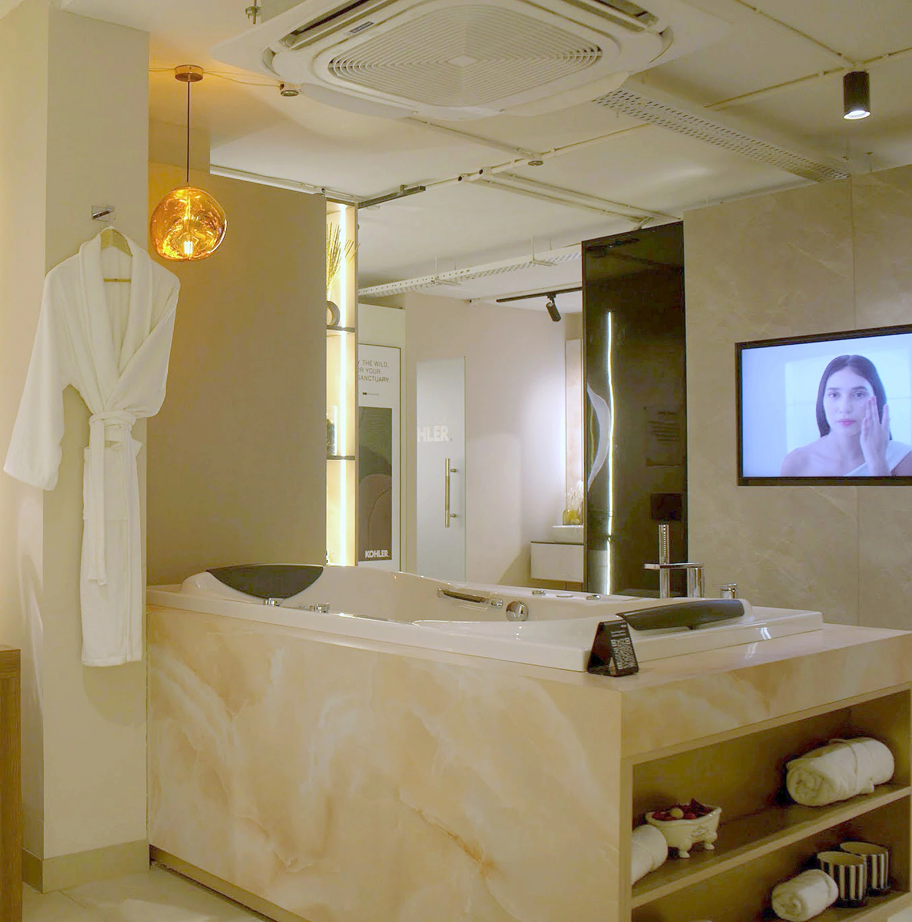 Kohler bath set in an onyx surround in the Noida showroom