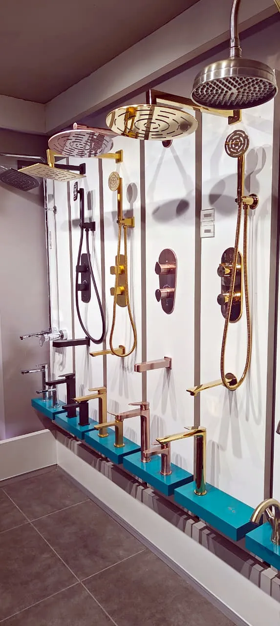 Jaquar showers in gold, rose gold and chrome finishes
