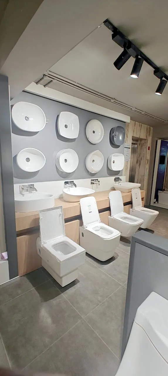 Jaquar wall hung toilets and washbasins on display
