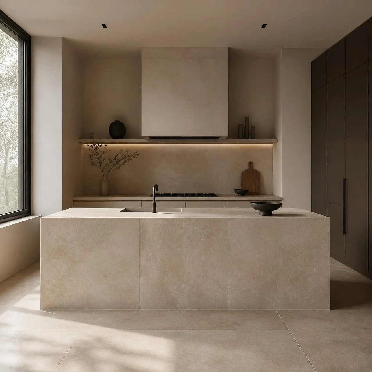 Kitchen interior with tiled surfaces
